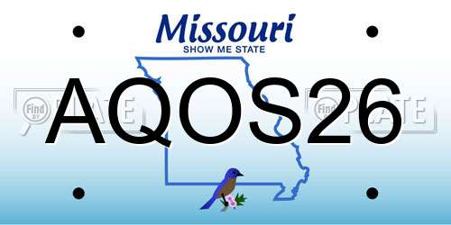AQOS26 Missouri License Plate