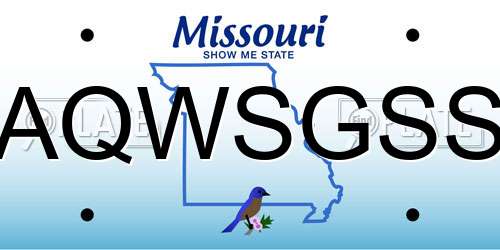 AQWSGSS Missouri License Plate