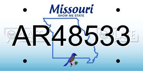 AR48533 Missouri License Plate