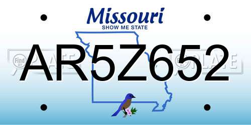 AR5Z652 Missouri License Plate