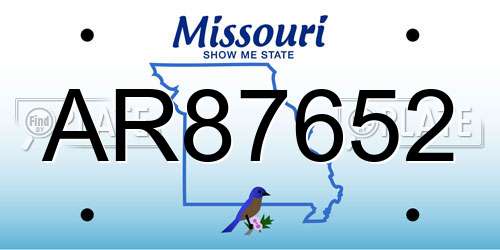 AR87652 Missouri License Plate