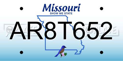 AR8T652 Missouri License Plate