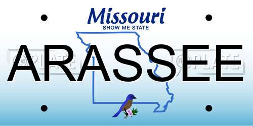 ARASSEE Missouri License Plate