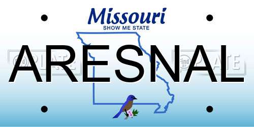ARESNAL Missouri License Plate