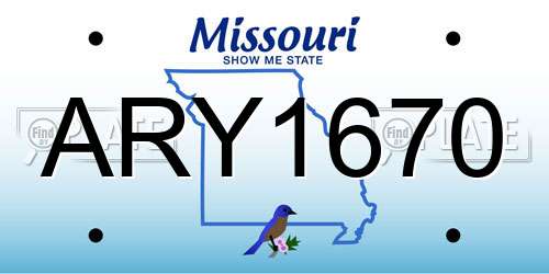 ARY1670 Missouri License Plate