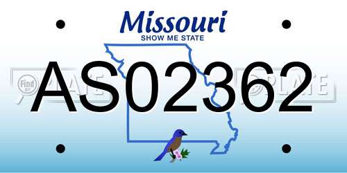 AS02362 Missouri License Plate