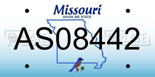 AS08442 Missouri License Plate