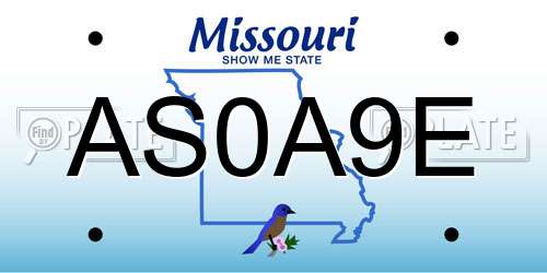 AS0A9E Missouri License Plate