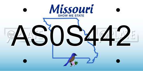 AS0S442 Missouri License Plate