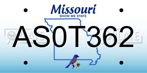 AS0T362 Missouri License Plate