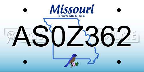 AS0Z362 Missouri License Plate