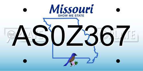 AS0Z367 Missouri License Plate