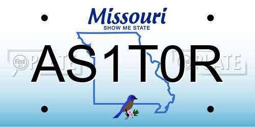 AS1T0R Missouri License Plate