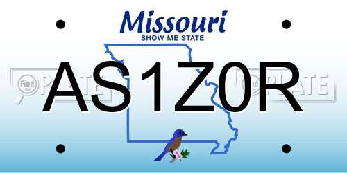 AS1Z0R Missouri License Plate