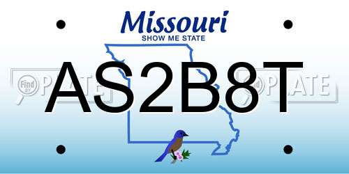 AS2B8T Missouri License Plate