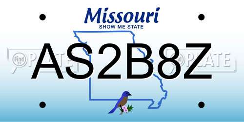 AS2B8Z Missouri License Plate