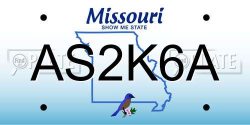 AS2K6A Missouri License Plate