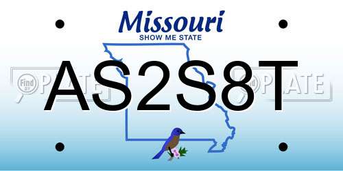 AS2S8T Missouri License Plate