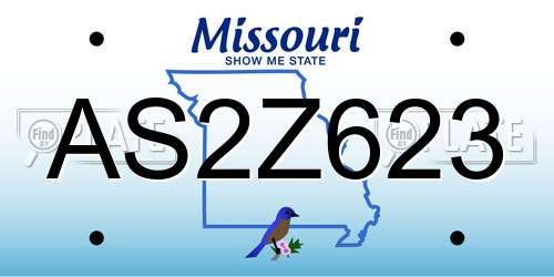 AS2Z623 Missouri License Plate