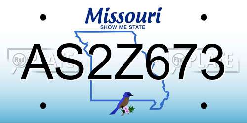 AS2Z673 Missouri License Plate