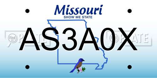 AS3A0X Missouri License Plate