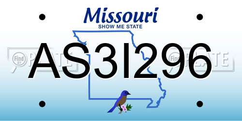 AS3I296 Missouri License Plate