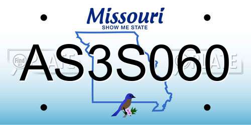 AS3S060 Missouri License Plate