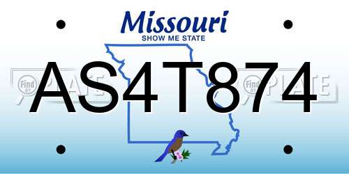 AS4T874 Missouri License Plate