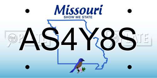 AS4Y8S Missouri License Plate