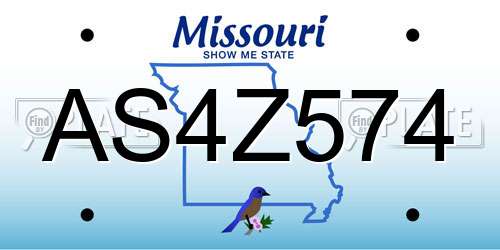 AS4Z574 Missouri License Plate