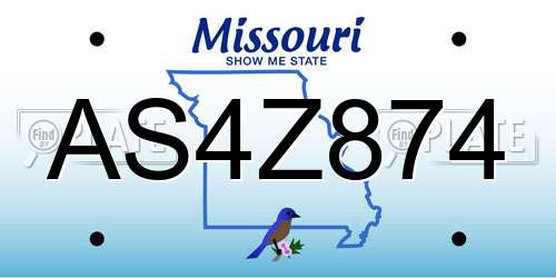 AS4Z874 Missouri License Plate