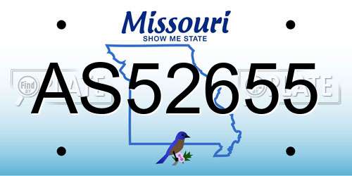 AS52655 Missouri License Plate