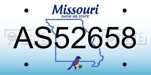 AS52658 Missouri License Plate