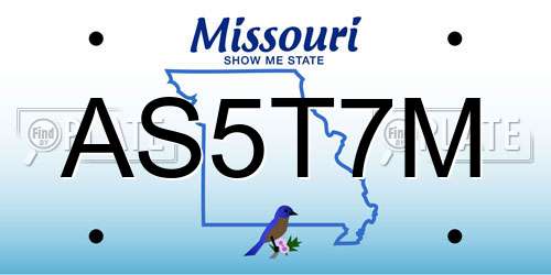 AS5T7M Missouri License Plate