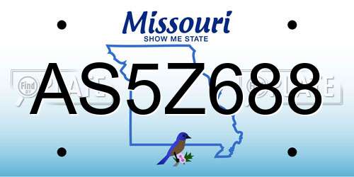 AS5Z688 Missouri License Plate