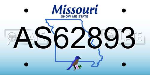 AS62893 Missouri License Plate
