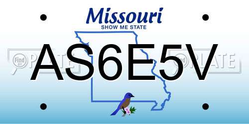 AS6E5V Missouri License Plate