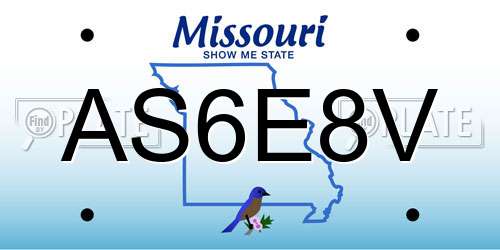AS6E8V Missouri License Plate