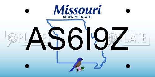 AS6I9Z Missouri License Plate