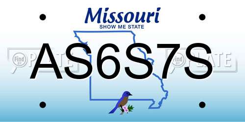 AS6S7S Missouri License Plate