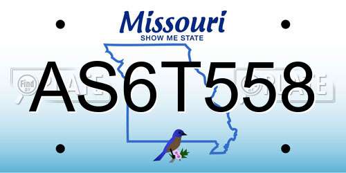 AS6T558 Missouri License Plate