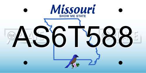 AS6T588 Missouri License Plate