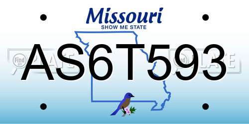 AS6T593 Missouri License Plate