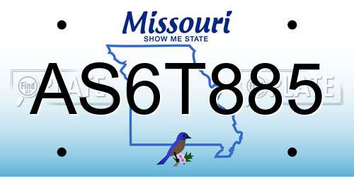 AS6T885 Missouri License Plate