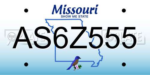 AS6Z555 Missouri License Plate