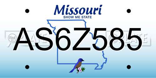 AS6Z585 Missouri License Plate