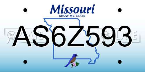 AS6Z593 Missouri License Plate