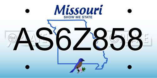 AS6Z858 Missouri License Plate