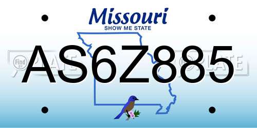AS6Z885 Missouri License Plate