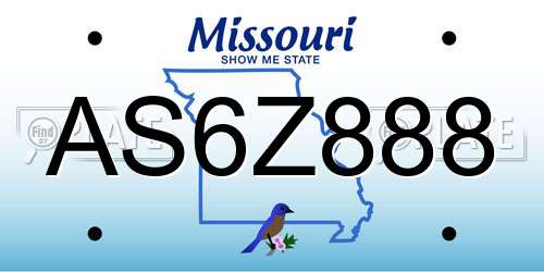 AS6Z888 Missouri License Plate